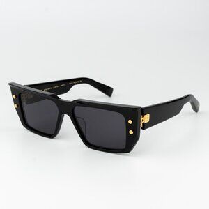 Balmain Women Sunglasses Titanium Black Gold Grey Cat Eye B-VI BPS-121A-54